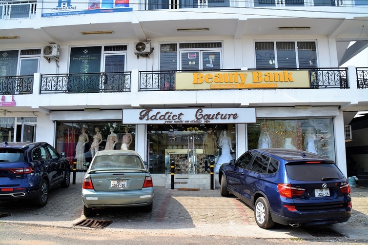 Location, shop front, Addict Couture  Celebrity Bridal Gowns, Osu Accra, Wedding Shop,